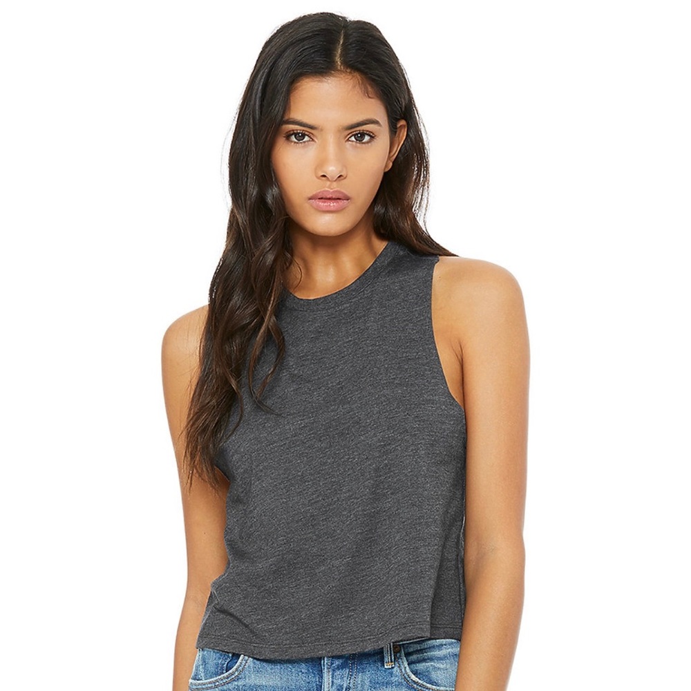 Bella + Canvas Cropped Racerback Tank in Dark Gray